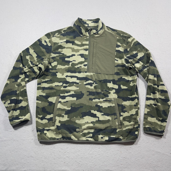 Duluth Trading Pullover Men Large Camo Fleece Quarter Zip Relaxed Fit Outdoor